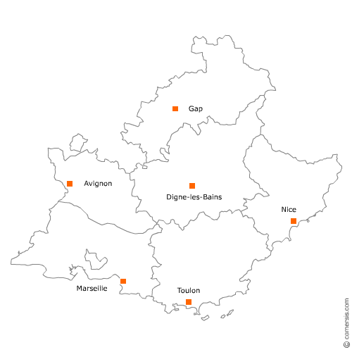 Carte des photographes de la région Provence Alpes Côte d'Azur